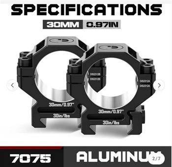 Zielfernrohrringe 30mm Präzisionsringe Picatinny 7075 BAT 