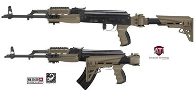 AK-47 / AK-74 Schaft / Schubschaft / AK Klappschaft mit Scorpion Dämpfung Desert Tan ATI 