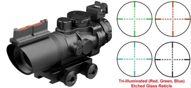 Prismatic 4X32 Zielfernrohr / taktisches kompakte Zielfernrohr  Blau, Rot und Grün beleuchtet AIM USA 