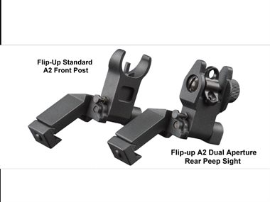 45 Grad offset Flip-Up Sight A2 Rear Sight + Front Sight  Set klappbar AIM USA 
