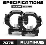 Zielfernrohrringe 30mm Präzisionsringe Picatinny 7075 BAT 